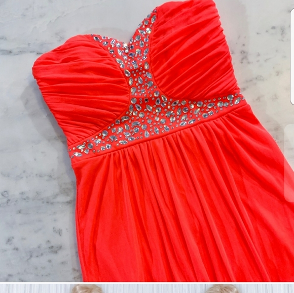 😊☆Pompous Studio formal strapless coral dress,  8 - Picture 3 of 8
